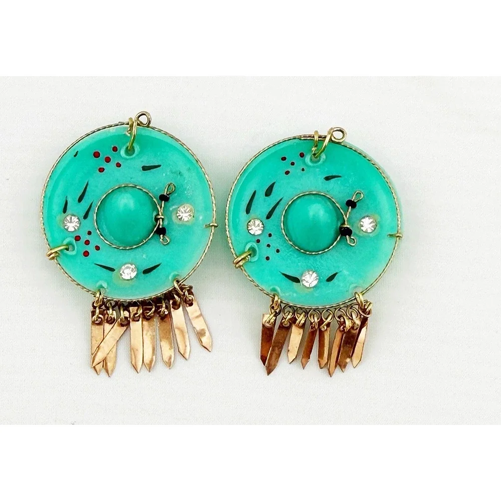 Vintage Style Inspired Zuni Sunface Earrings. Missing Hooks.